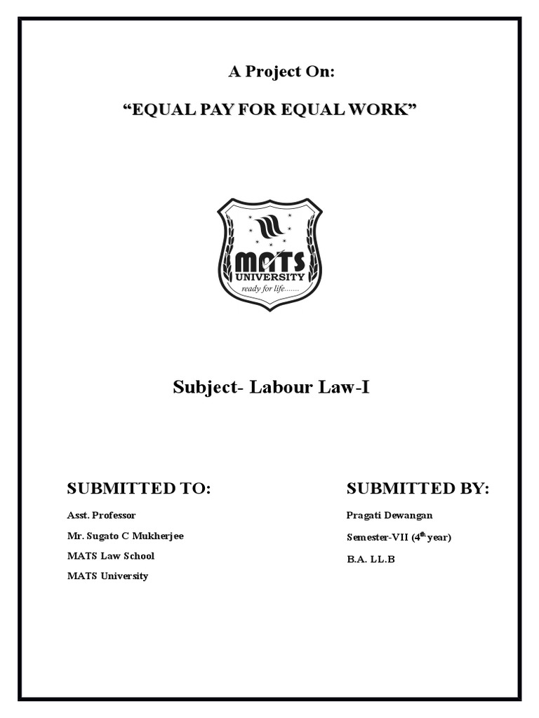 Equal Pay for Equal Work Project | PDF