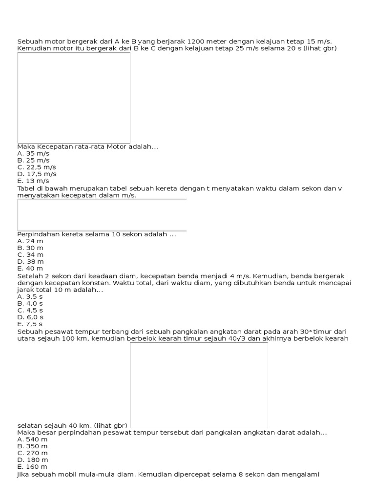 Soal Latihan Fisika Glb Glbb Kelas 10 Semester 1