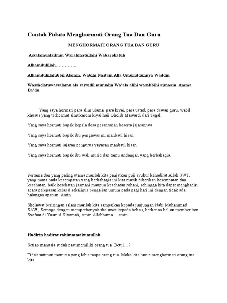 Teks Pidato Bahasa Inggris Menghormati Orang Tua Dan Guru Kumpulan Referensi Teks Pidato