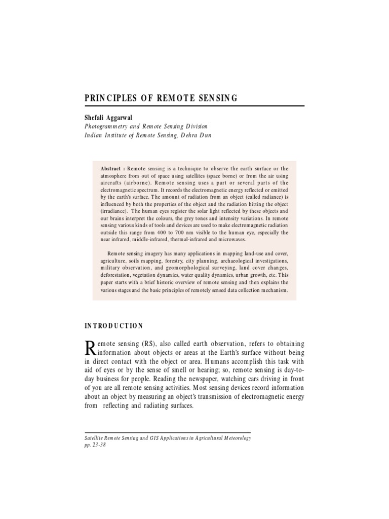 Remote Sensing PDF | PDF | Electromagnetic Radiation | Scattering