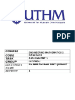 Course Code Task Group Lecturer'S Name Section: Engineering Mathematics 2