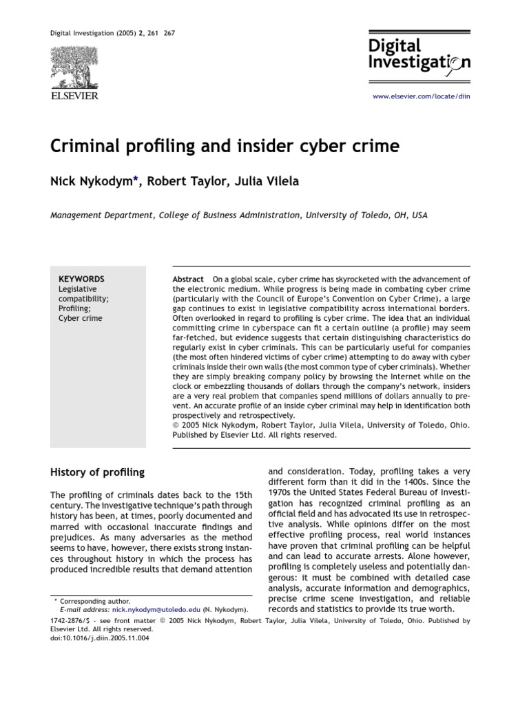 Criminal Profiling and Insider Cyber Crime Offender Profiling Cybercrime