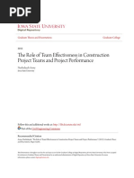 The Role of Team Effectiveness in Construction Project Teams