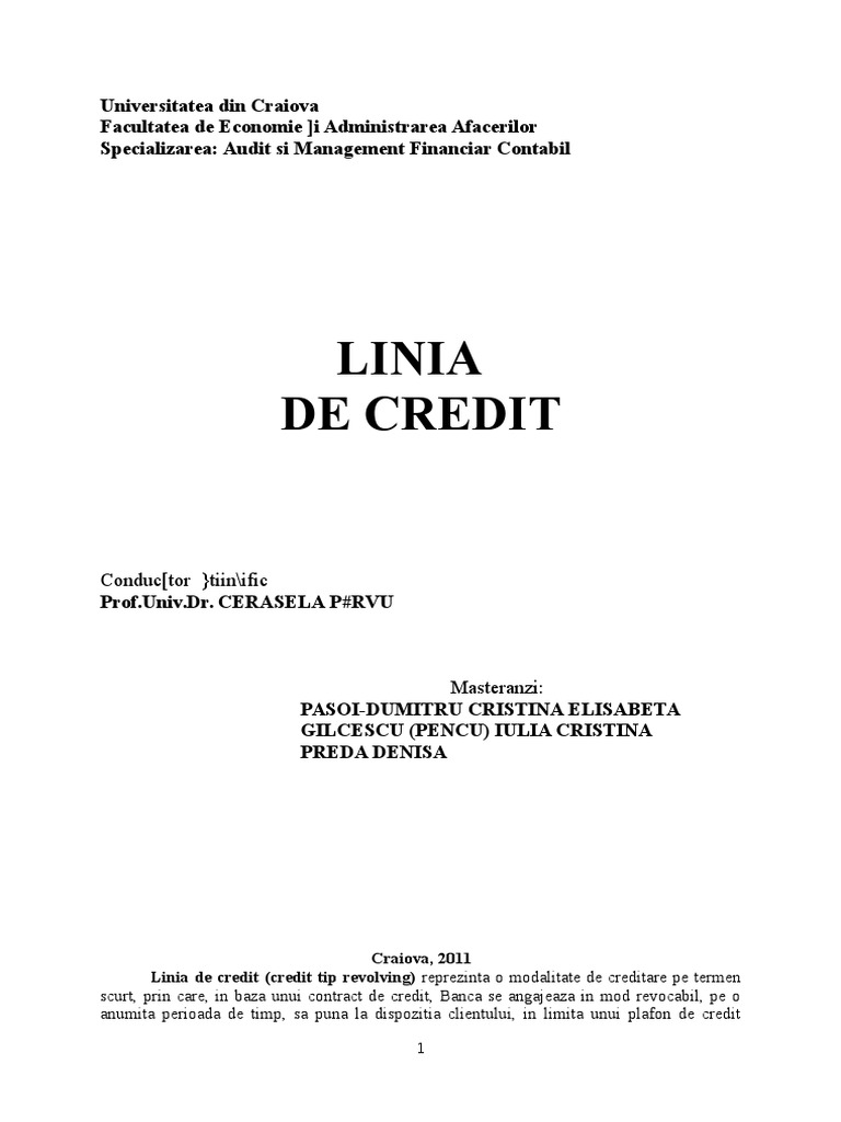 REFERAT Linia de Credit | PDF