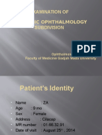 Examination of Pediatric Ophthalmology Subdivision