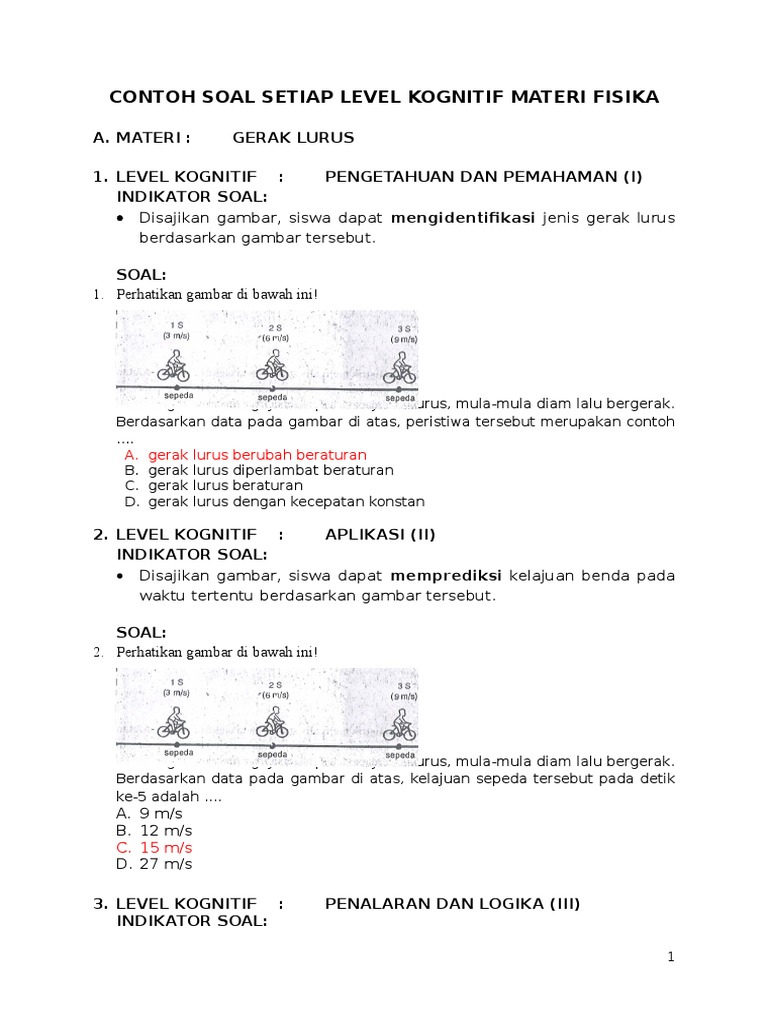 Contoh Soal Level Kognitif Fisika Mekanika