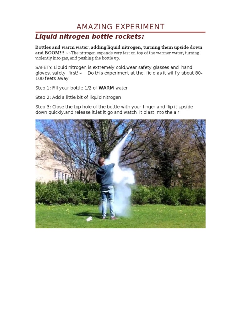 Liquid Nitrogen Bottle Rocket Experiment | PDF | Bottle | Gases
