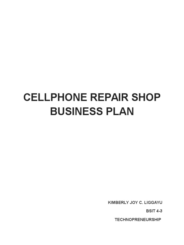 Cellphone Repair Shop Business Plan PDF Metro Manila Makati