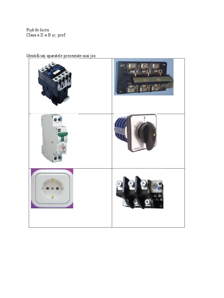 Fișa de Lucru Clasificare Aparate Electrice | PDF