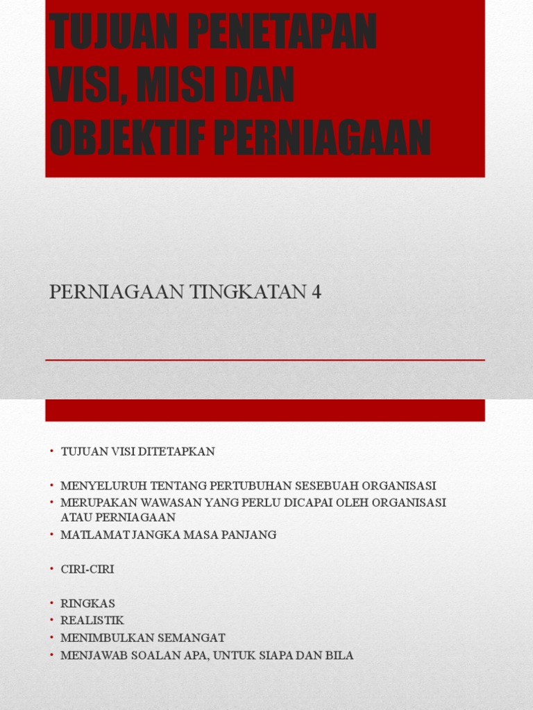 Tujuan Penetapan Visi Misi Dan Objektif Organisasi Pdf