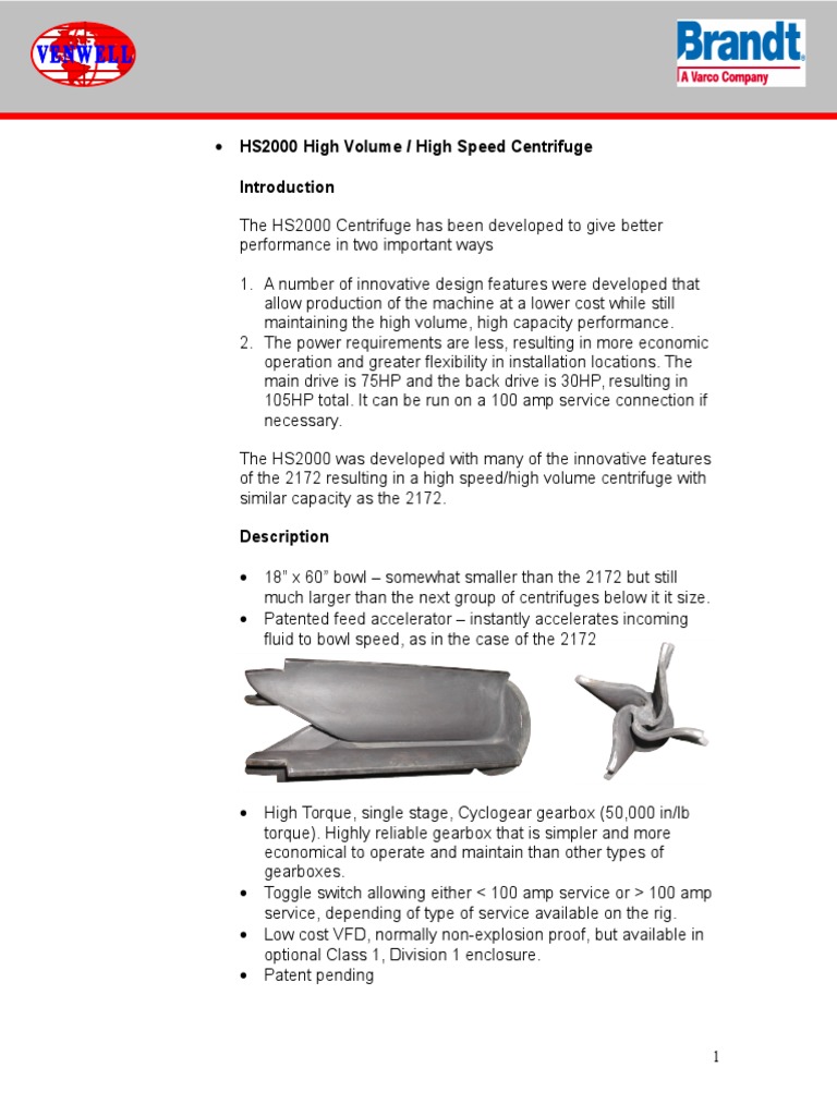 HS2000 Centrifuge Information PDF Centrifuge Transmission