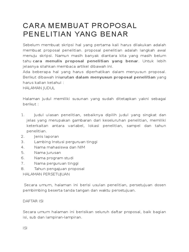 Cara Membuat Proposal Penelitian Yang Benar