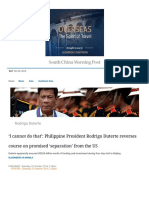 I Cannot Do That': Philippine President Rodrigo Duterte Reverses Course On Promised Separation' From The US