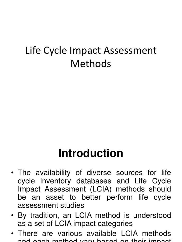 LCIA Methods Overview and Comparisons | PDF | Life Cycle Assessment ...