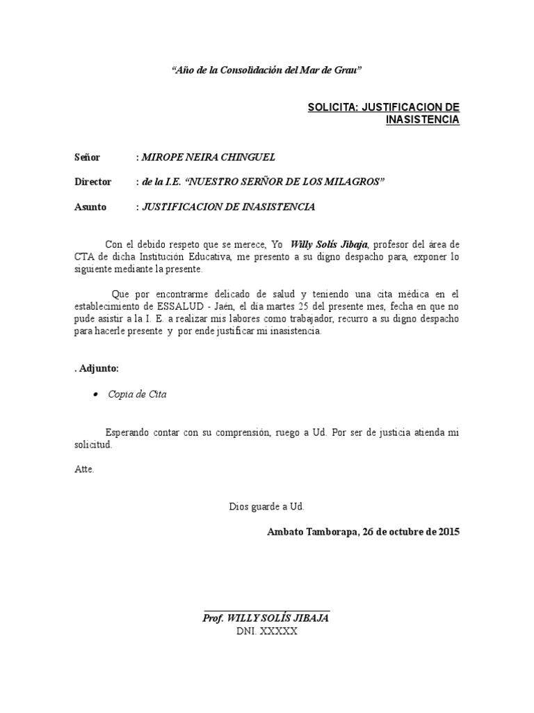 Modelo de Solicitud Permiso Por Salud