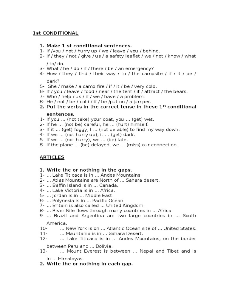 1st Conditional, Articles and Modals | PDF | Art