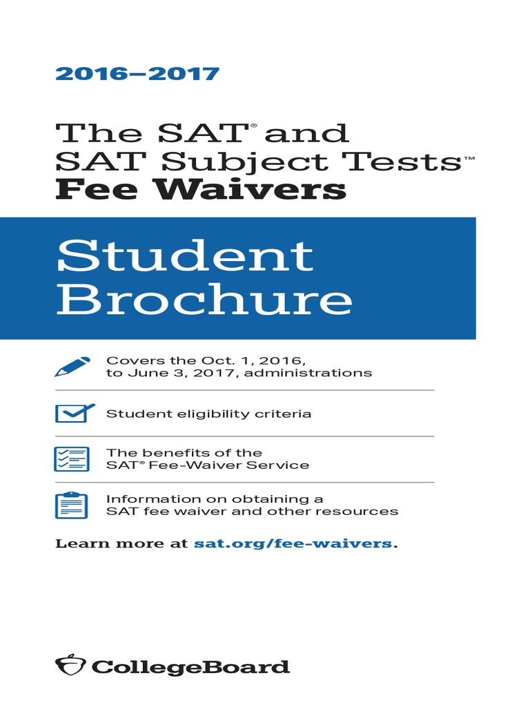 Sat Fee Waiver Student Brochure PDF