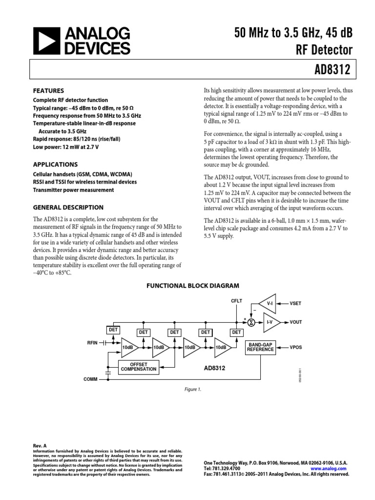 AD8312 | PDF | Amplifier | Decibel