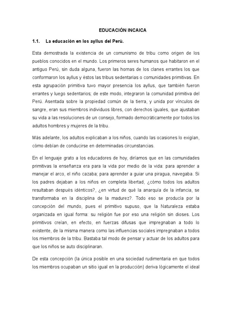Educacion Inca | PDF | Imperio Inca | Sociedad