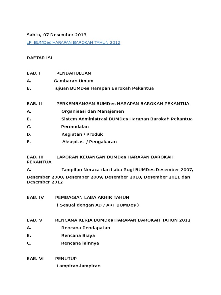 17++ Contoh Laporan Pertanggungjawaban Bumdes Pdf