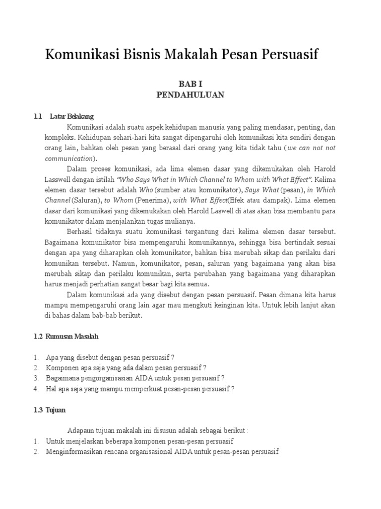 Komunikasi Bisnis Makalah Pesan Persuasif