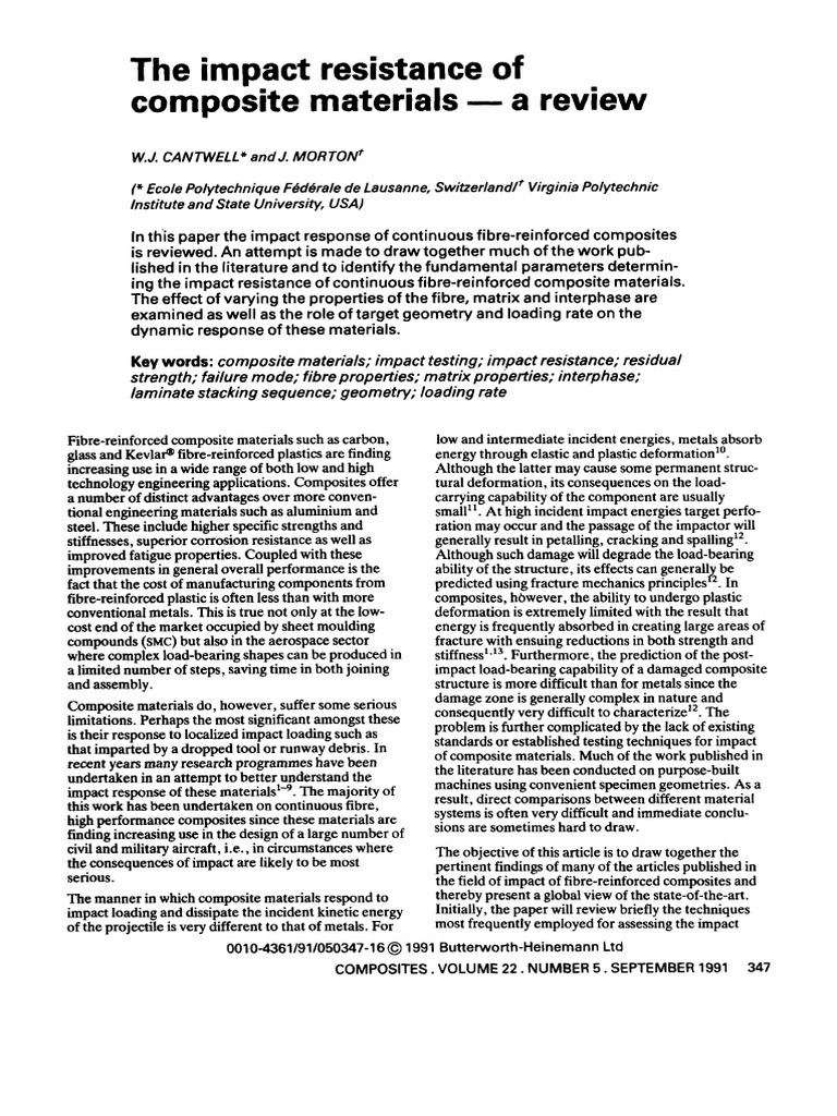 The Impact Resistance of Composite Materials PDF | PDF | Composite ...