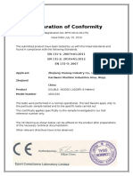 Declaration of Conformity: EN 131-1: 2007+A1:2011 EN 131-2: 2010+A1:2012 EN 131-3: 2007