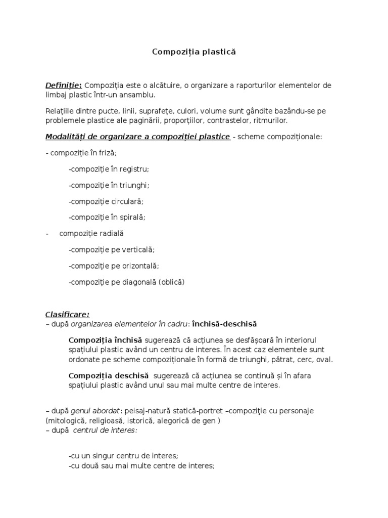 Compoziția Plastică | PDF