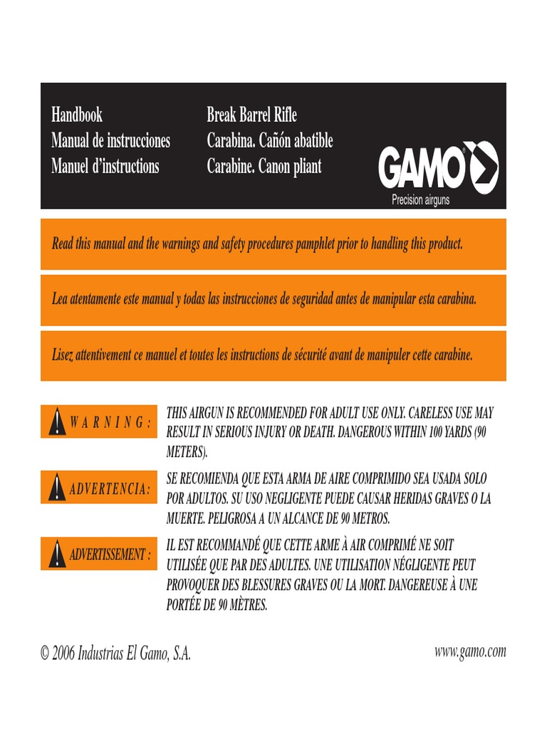 GAMO Big-Cat-1200-Manual PDF | PDF | Composants d'armes à feu | Projectiles