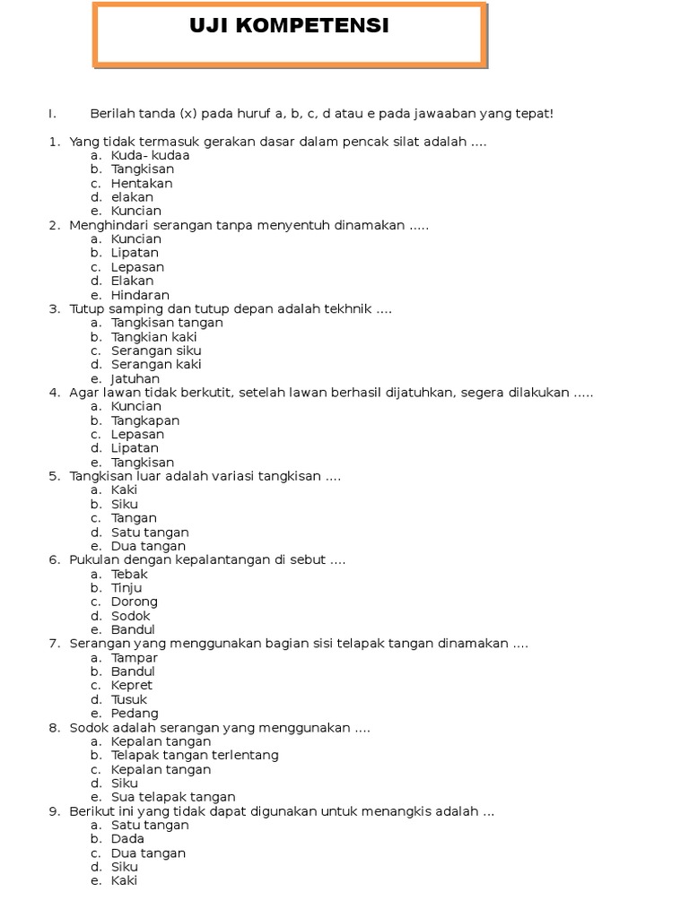 Soal Pencak Silat