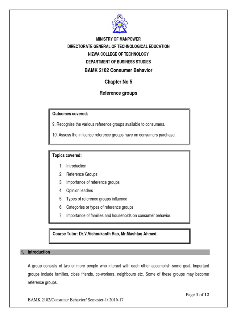 Understanding Reference Groups in Consumer Behavior | PDF | Attitude ...