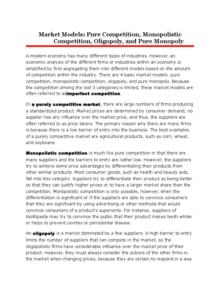 Market Structures Explained | PDF | Perfect Competition | Average Cost