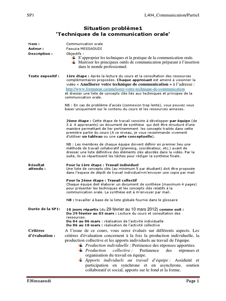 Techniques de Communication Orale | PDF | la communication | Planification