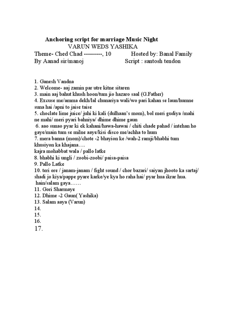 Ladies Night Anchoring Script 3 Music