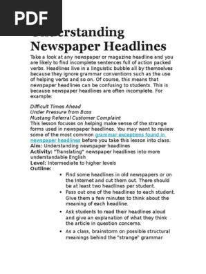 Understanding Newspaper Headlines