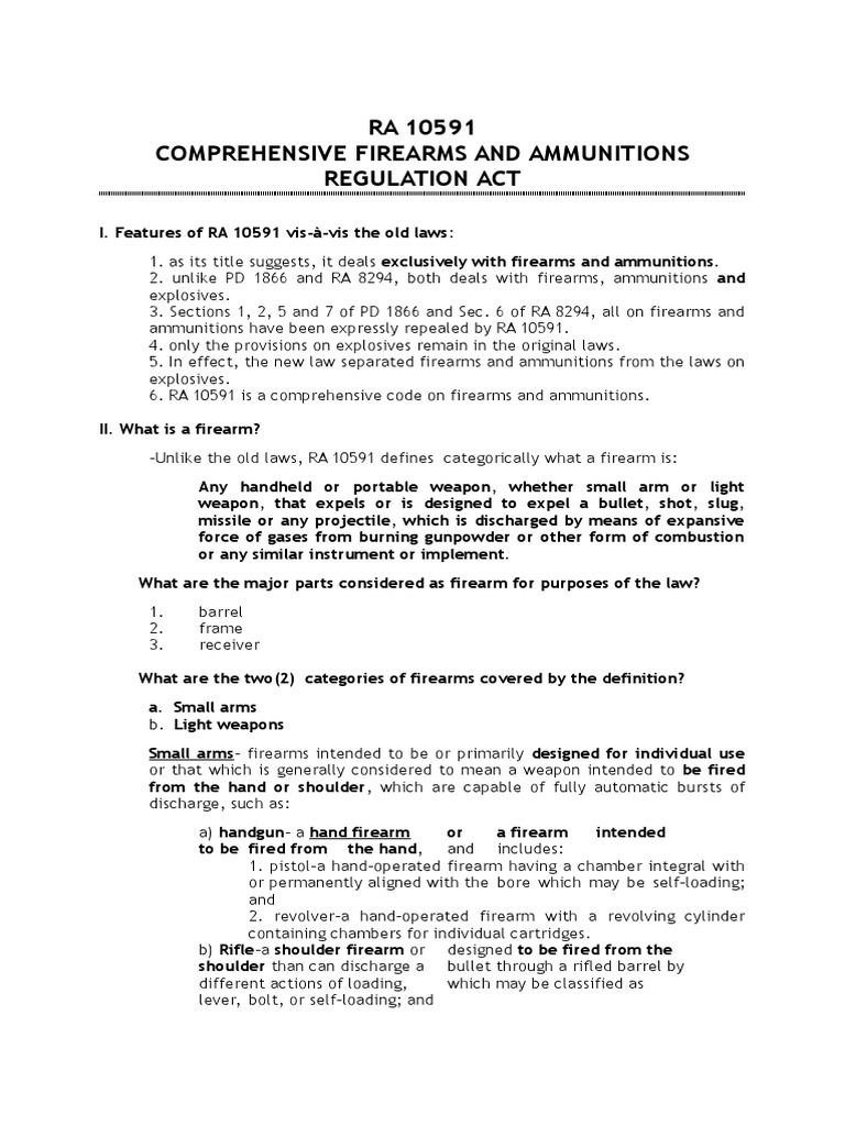 RA 10591: Firearms Regulation Overview | PDF | Gun | Machine Gun