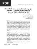 Social Factors Involved in Second Language Learning: A Case Study From The Pacific Campus, Universidad de Costa Rica