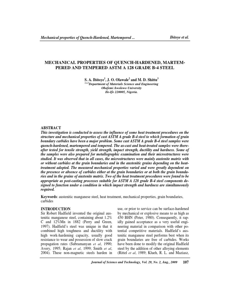 Mechanical Properties of Quench-Hardened, Martem-Pered and Tempered ...