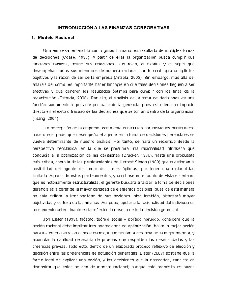 Introducción A Las Finanzas Corporativas | PDF | Burocracia | Toma de ...