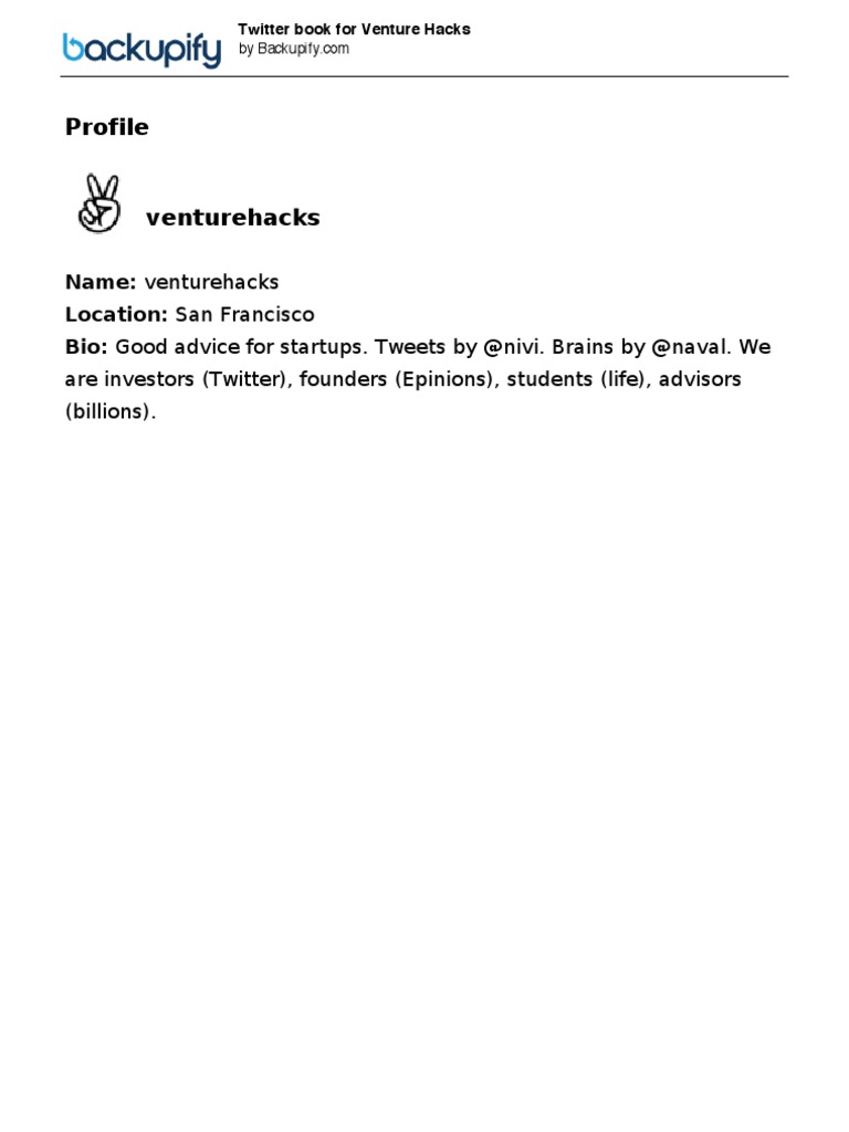 Venture Hacks Twitter Bible | PDF | I Os (Apple) | Venture Capital