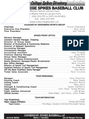 2010 Spikes Info Guide, PDF, Minor League Baseball