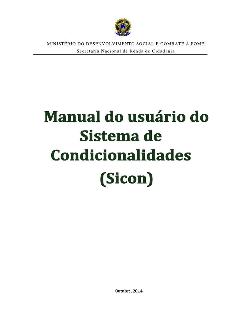 Manual do Sistema Sicon: Condicionalidades | PDF | Família | Internet