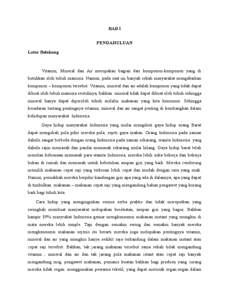 Bab I Latar Belakang Vitamin Mineral