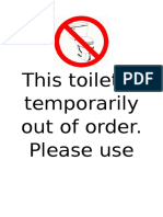 Out of Order Toilet - Use Level 1 Instead