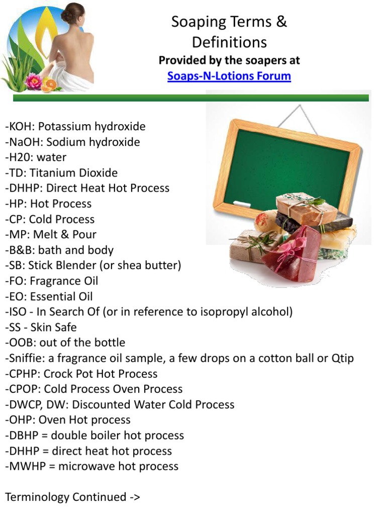 Soaping Terms & Definitions Provided by The Soapers at PDF Soap