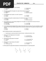 11-Kinematics Practice Test PDF