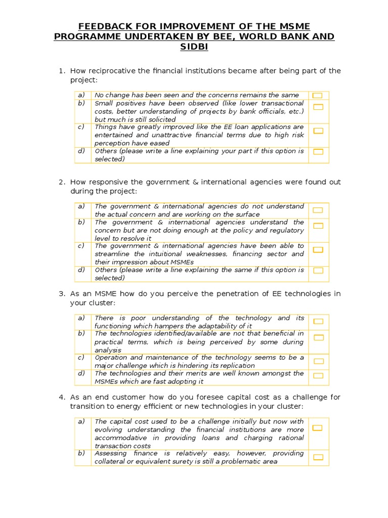 MSME Programme Feedback Survey Results | PDF | Banks | Efficient Energy Use