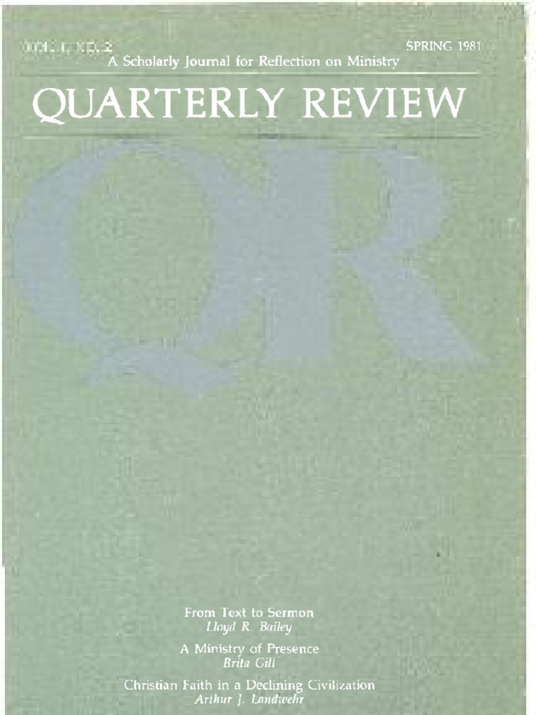 Spring 1981 Quarterly Review - Theological Resources For Ministry | PDF ...