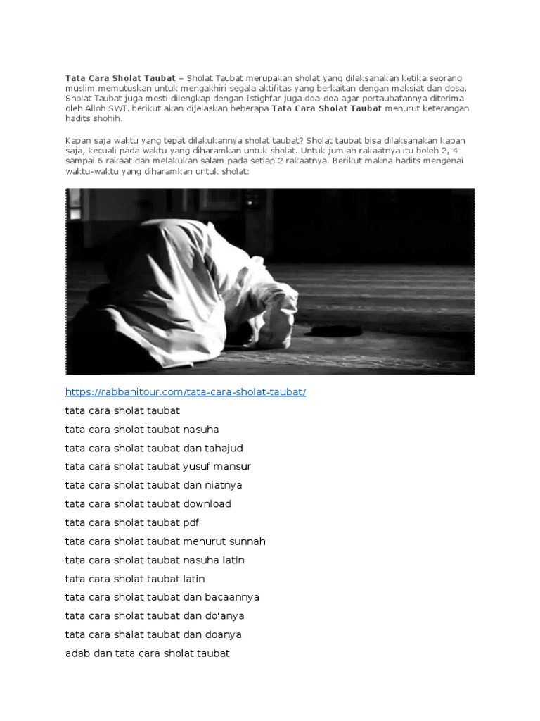 Tata Cara Sholat Taubat