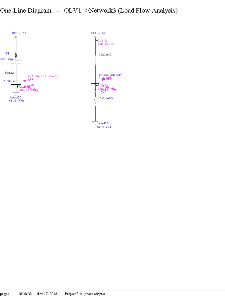 Load Flow Analysis One-Line Diagram | PDF